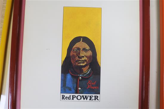 After Peter Blake, set of five colour prints, Red Power, Ebony Tarzan, Pretty Boy, Penny Black and The 35 x 25cm